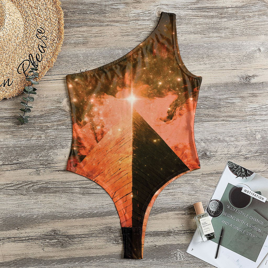 Galaxy Pyramid Print One Shoulder Bodysuit