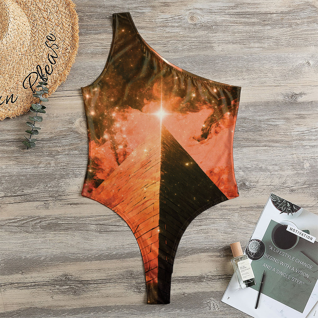 Galaxy Pyramid Print One Shoulder Bodysuit