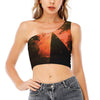 Galaxy Pyramid Print One Shoulder Crop Top