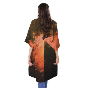 Galaxy Pyramid Print Open Front Beach Cover Up