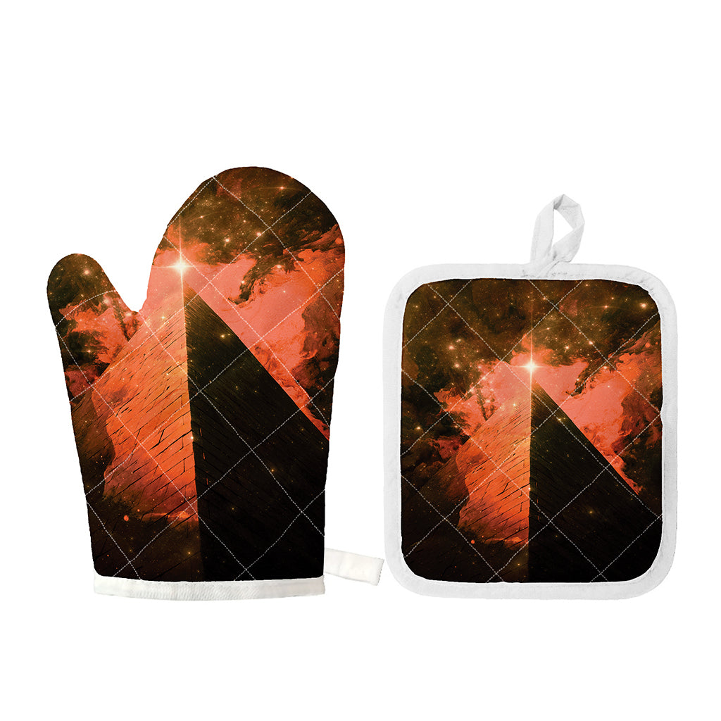 Galaxy Pyramid Print Oven Mitt And Pot Holder Set
