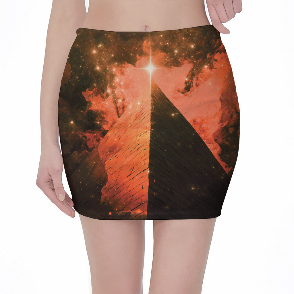 Galaxy Pyramid Print Pencil Mini Skirt