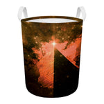 Galaxy Pyramid Print Round Laundry Basket