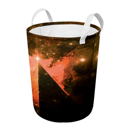 Galaxy Pyramid Print Round Laundry Basket