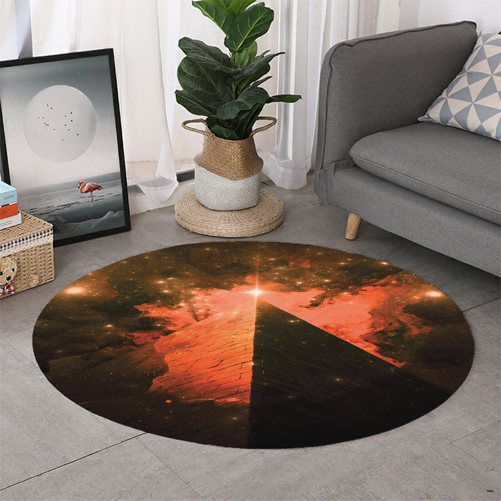 Galaxy Pyramid Print Round Rug