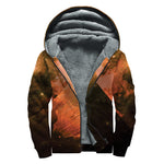 Galaxy Pyramid Print Sherpa Lined Zip Up Hoodie