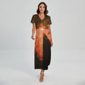 Galaxy Pyramid Print Short Sleeve Maxi Dress