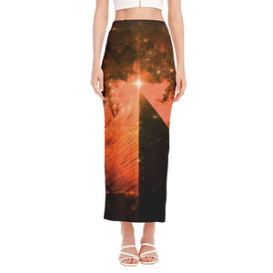 Galaxy Pyramid Print Side Slit Maxi Skirt