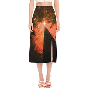 Galaxy Pyramid Print Side Slit Midi Skirt