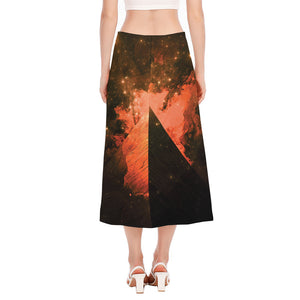 Galaxy Pyramid Print Side Slit Midi Skirt