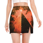 Galaxy Pyramid Print Side Slit Mini Skirt