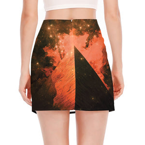 Galaxy Pyramid Print Side Slit Mini Skirt