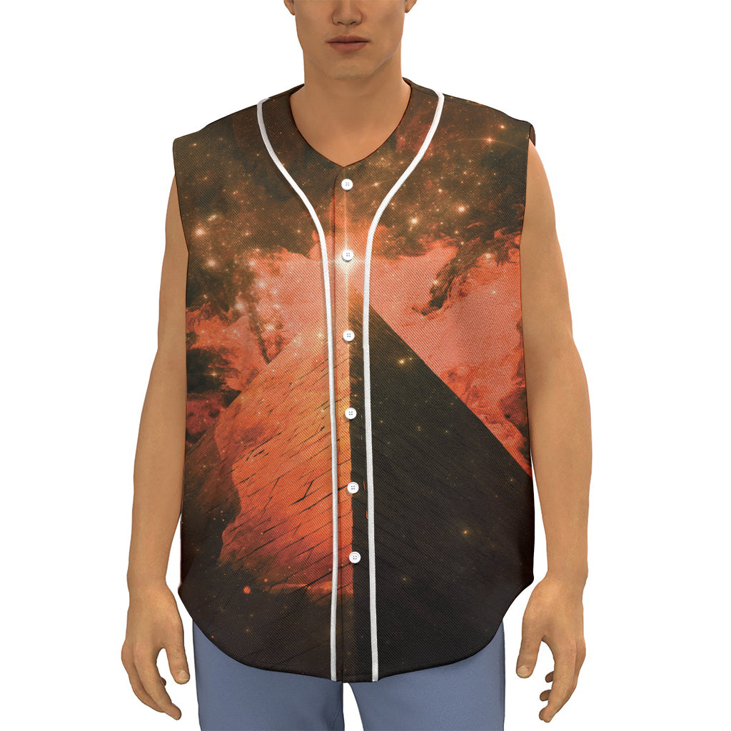 Galaxy Pyramid Print Sleeveless Baseball Jersey