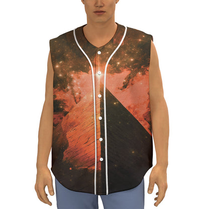 Galaxy Pyramid Print Sleeveless Baseball Jersey