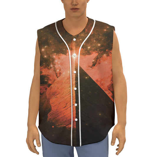 Galaxy Pyramid Print Sleeveless Baseball Jersey