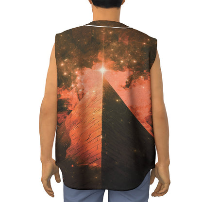 Galaxy Pyramid Print Sleeveless Baseball Jersey