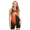 Galaxy Pyramid Print Sleeveless One Piece Swimsuit