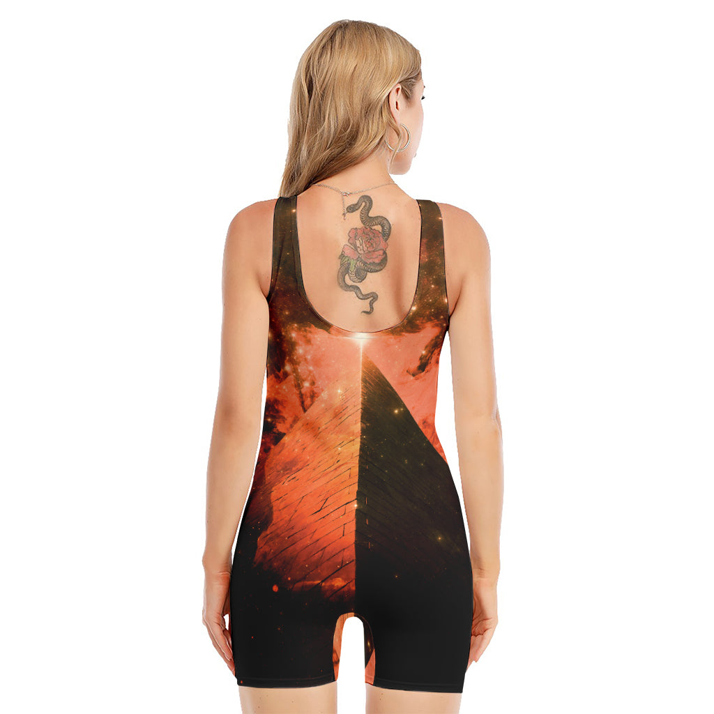 Galaxy Pyramid Print Sleeveless One Piece Swimsuit