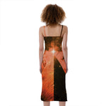 Galaxy Pyramid Print Slim Fit Midi Cami Dress