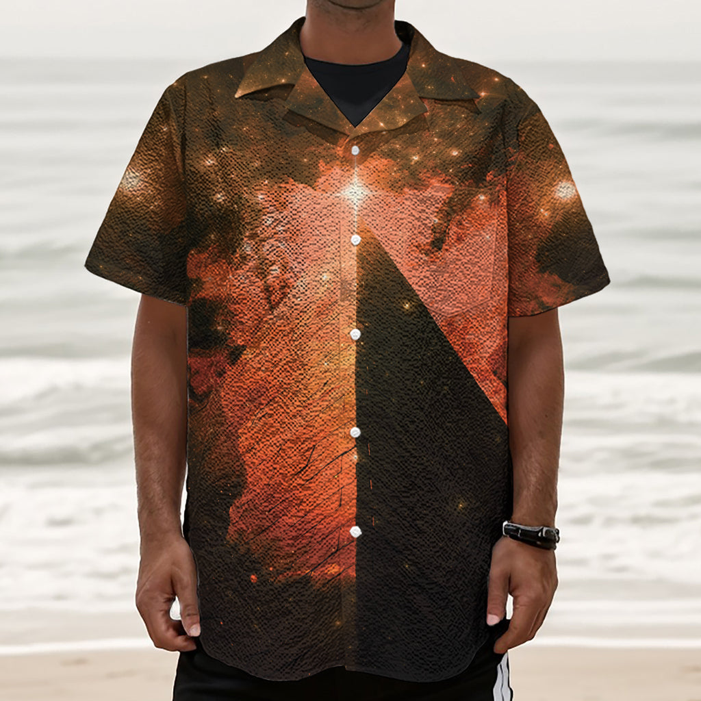 Galaxy Pyramid Print Textured Short Sleeve Shirt