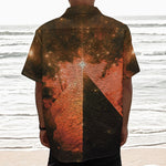 Galaxy Pyramid Print Textured Short Sleeve Shirt