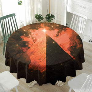 Galaxy Pyramid Print Waterproof Round Tablecloth