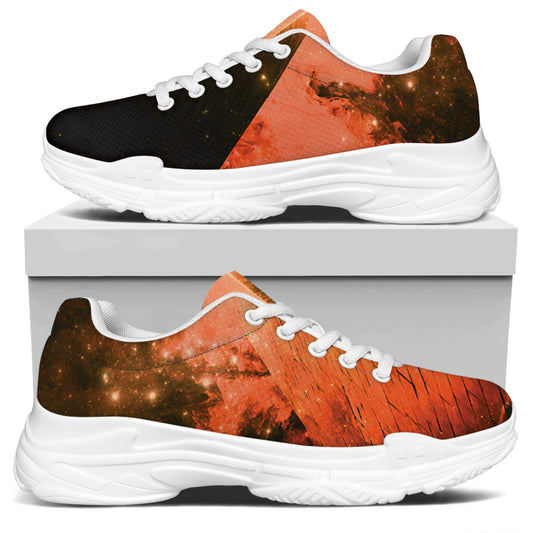 Galaxy Pyramid Print White Chunky Shoes