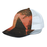 Galaxy Pyramid Print White Mesh Trucker Cap