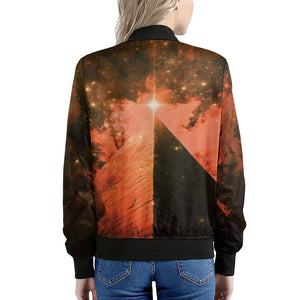 Galaxy Pyramid Print Women's Bomber Jacket