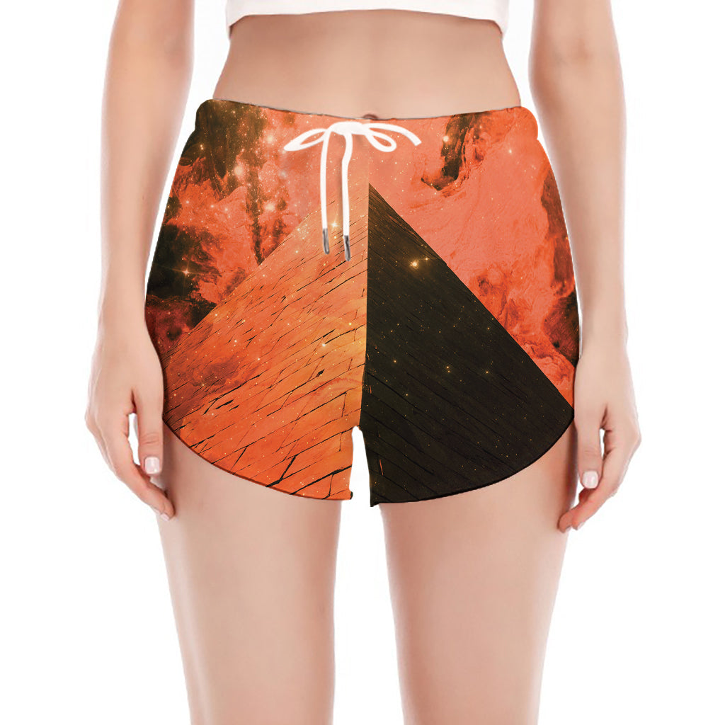 Galaxy Pyramid Print Women's Split Running Shorts