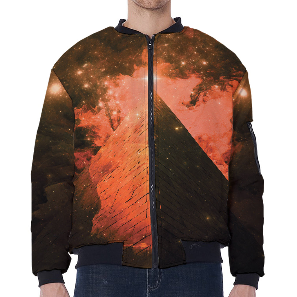 Galaxy Pyramid Print Zip Sleeve Bomber Jacket