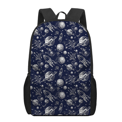Galaxy UFO Pattern Print 17 Inch Backpack
