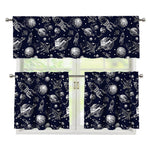 Galaxy UFO Pattern Print 3 Piece Kitchen Curtains
