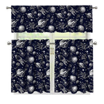 Galaxy UFO Pattern Print 3 Piece Kitchen Curtains