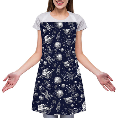 Galaxy UFO Pattern Print Adjustable Apron