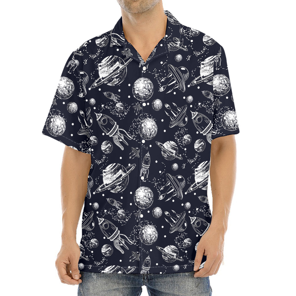Galaxy UFO Pattern Print Aloha Shirt