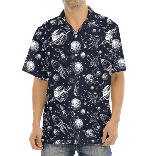 Galaxy UFO Pattern Print Aloha Shirt