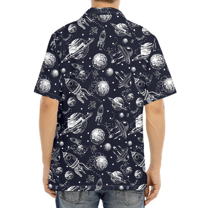 Galaxy UFO Pattern Print Aloha Shirt