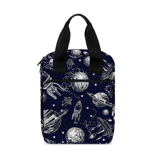 Galaxy UFO Pattern Print Bible Tote Bag
