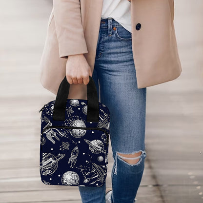Galaxy UFO Pattern Print Bible Tote Bag