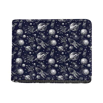 Galaxy UFO Pattern Print Bifold Wallet