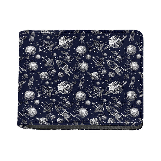 Galaxy UFO Pattern Print Bifold Wallet