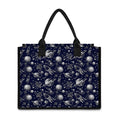 Galaxy UFO Pattern Print Canvas Tote Bag
