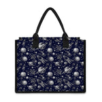 Galaxy UFO Pattern Print Canvas Tote Bag