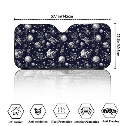 Galaxy UFO Pattern Print Car Windshield Sun Shade