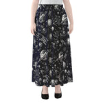 Galaxy UFO Pattern Print Chiffon Maxi Skirt