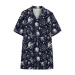 Galaxy UFO Pattern Print Cotton Hawaiian Shirt