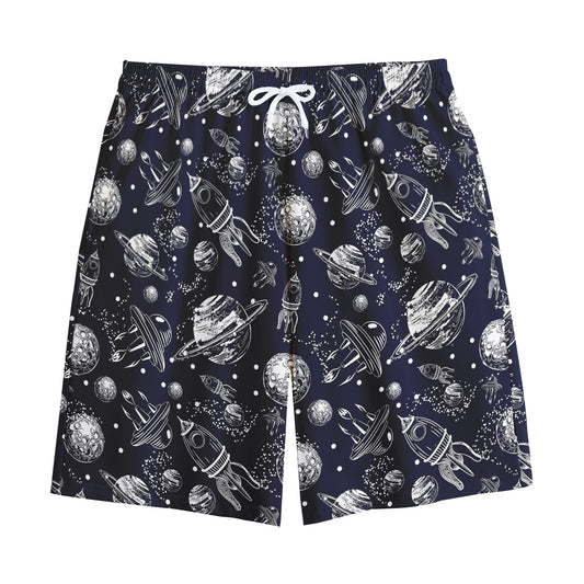 Galaxy UFO Pattern Print Cotton Shorts