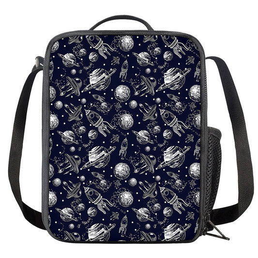Galaxy UFO Pattern Print Crossbody Lunch Bag