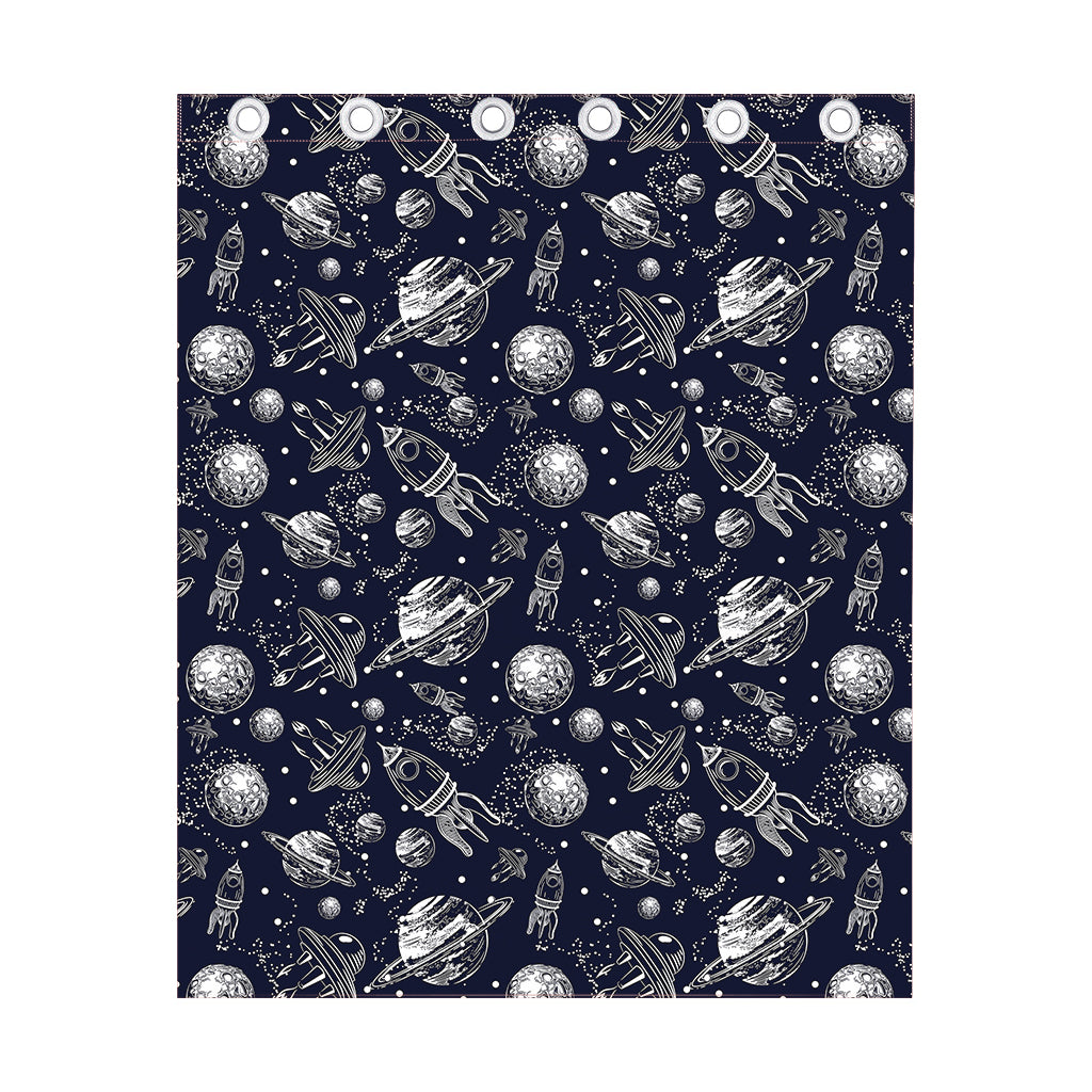 Galaxy UFO Pattern Print Curtain